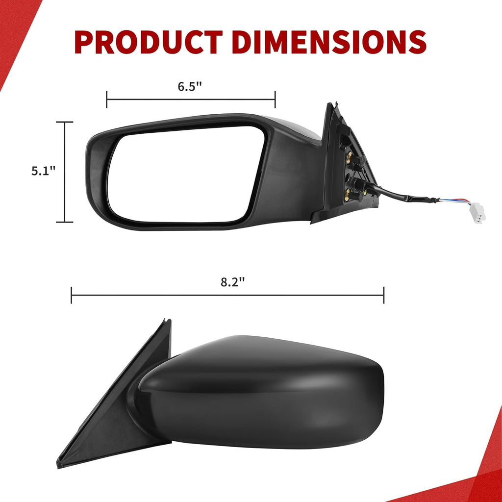 YITAMOTOR® Espejo retrovisor izquierdo del lado del conductor compatible con Altima 2014-2018, Altima 2013 (solo sedán), espejo retrovisor no plegable, sin calefacción y con ajuste eléctrico