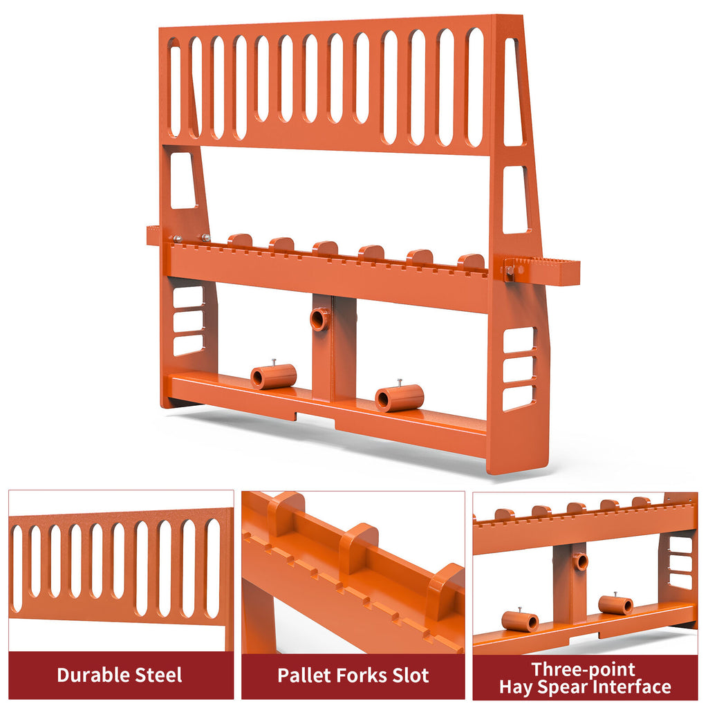 Heavy Duty 45" Orange Pallet Fork Frame Attachment for Skid Steer Tractor 4500LB