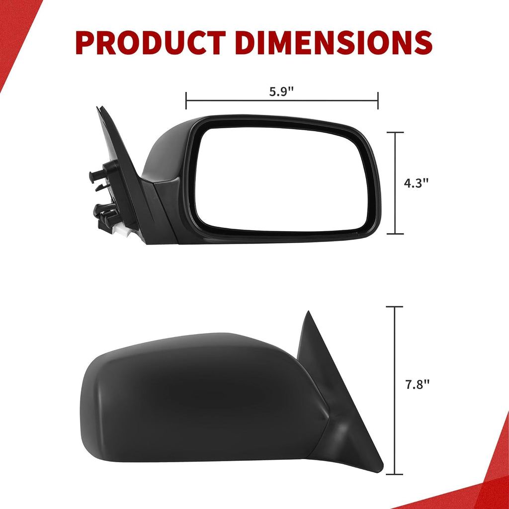 YITAMOTOR® Espejo retrovisor derecho del lado del pasajero compatible con Toyota Camry 2007-2011 (vehículo construido en EE. UU.) Espejo retrovisor no plegable, sin calefacción, con ajuste eléctrico