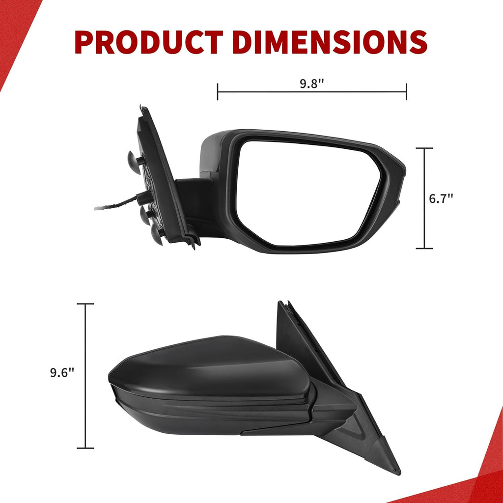 YITAMOTOR® Espejo retrovisor derecho del lado del pasajero compatible con espejo retrovisor plegable manual Civic Power Glass 2016-2021