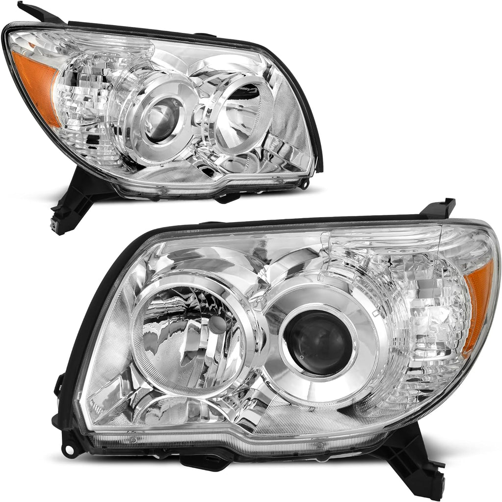 Conjunto de faros delanteros para proyector compatible con 4Runner SR5 2006 – 2009/modelos Limited 2006 – 2009, par de faros incluidos con bombilla de luz baja.