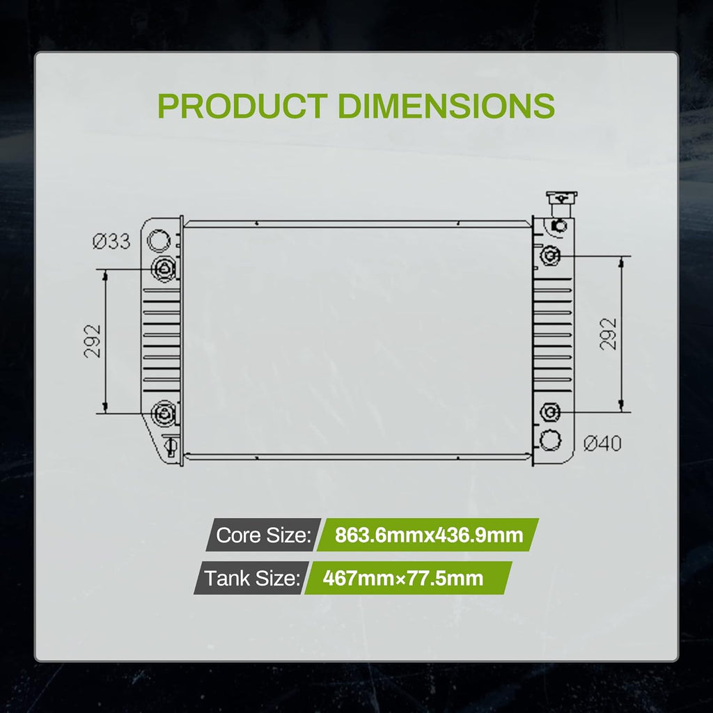 Radiador compatible con Chevy GMC Cadillac Suburban Yukon Tahoe Pickup Escalade C1500 C2500 C3500 K1500 K2500 K3500 5.0L 5.7L V8