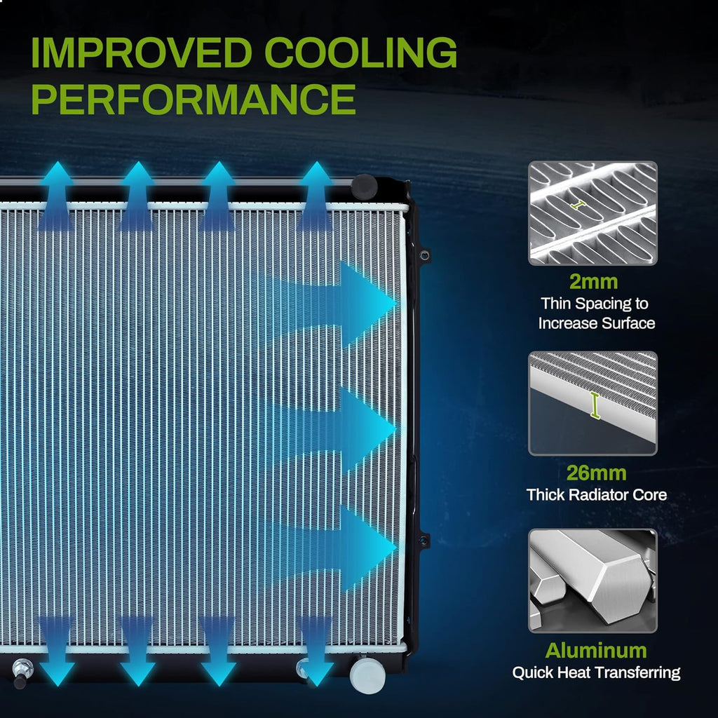 Radiador 2321 para Toyota Tundra Base Limited SR5 4.7L V8 2000-2006 Aluminio