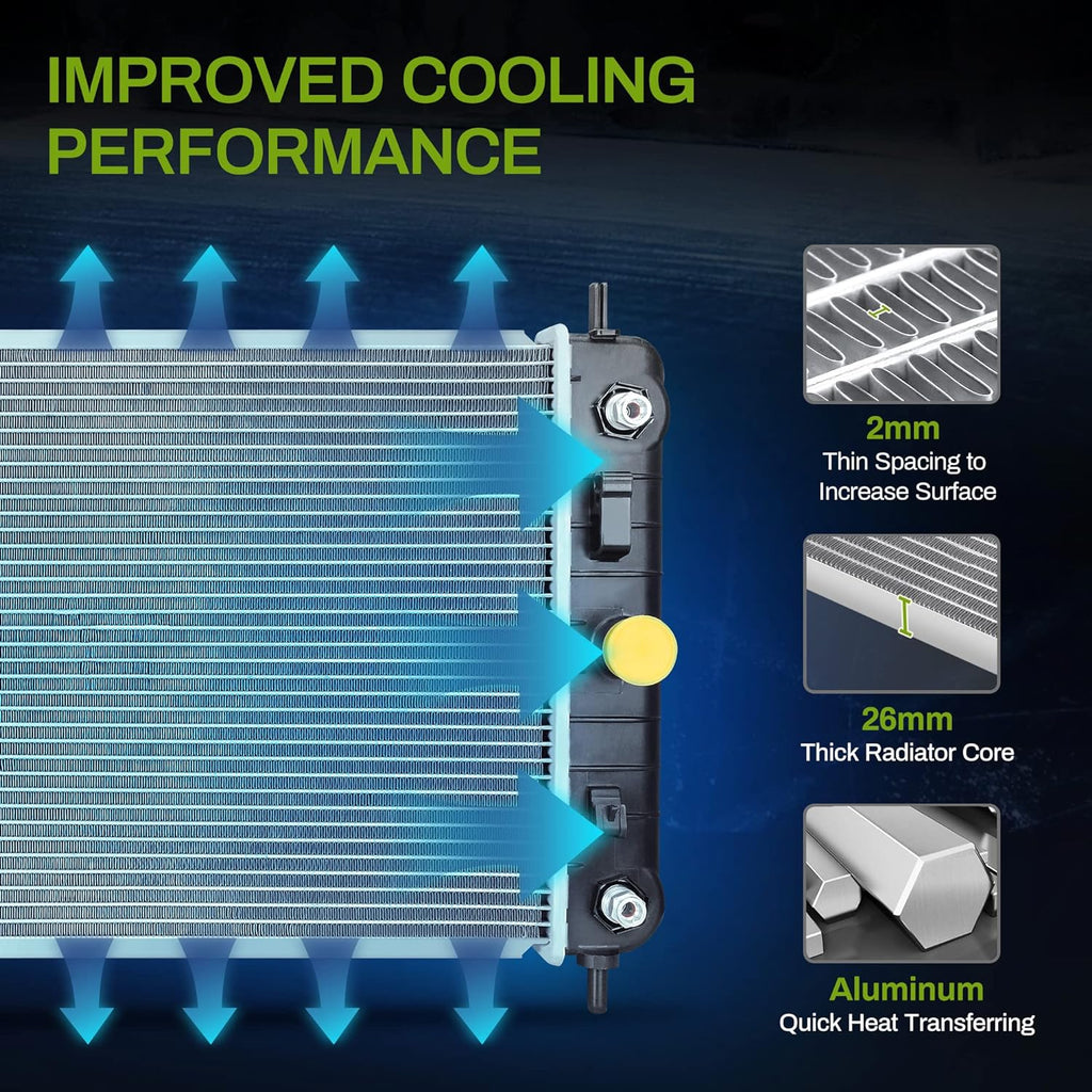 Radiador 2727 para Chevy Malibu Pontiac G6 Saturn Aura 3.5L 3.9L V6 Aluminio