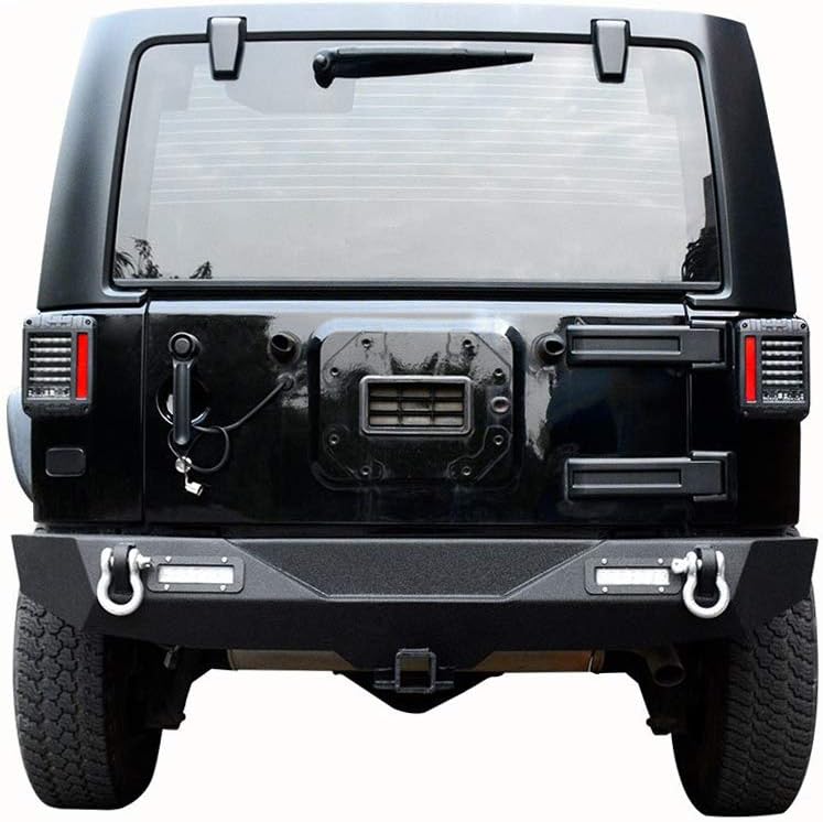 YITAMOTOR® Rear Bumper For 07-18 Jeep Wrangler JK and JK Unlimited with Built-in Led lights & D-rings