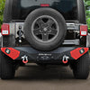 YITAMOTOR® Rear Bumper Compatible with 2007-2018 JK & JKU Unlimited, Rock Crawler Back Bumpers w/ 2" Hitch Receiver, D-Rings & 2x Square LED Lights, Off Road Textured Black