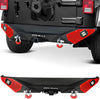 YITAMOTOR® Rear Bumper Compatible with 2007-2018 JK & JKU Unlimited, Rock Crawler Back Bumpers w/ 2" Hitch Receiver, D-Rings & 2x Square LED Lights, Off Road Textured Black