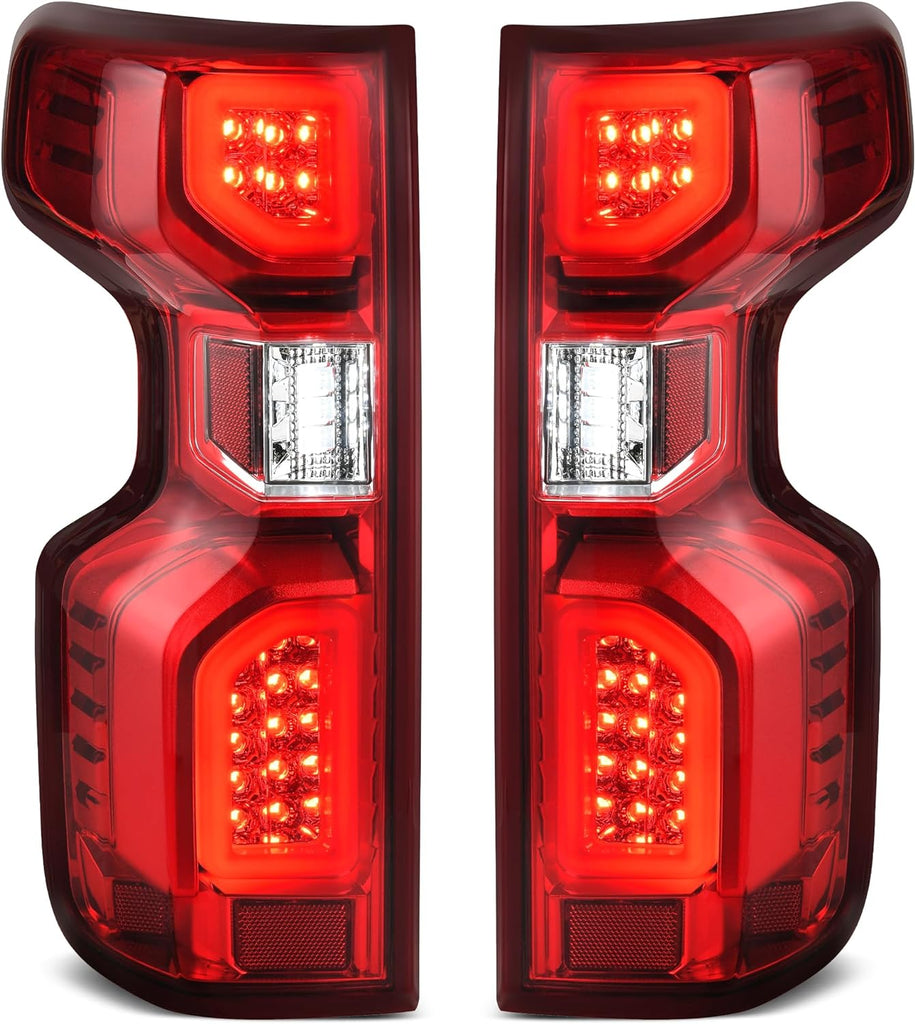 YITAMOTOR® Luces traseras con cuentas de tubo LED compatibles con 19 20 21 22 23 Chevy Silverado 1500/20 21 22 23 Silverado 2500HD 3500HD Reemplazo de luces traseras con lente roja - Lado del conductor y del pasajero