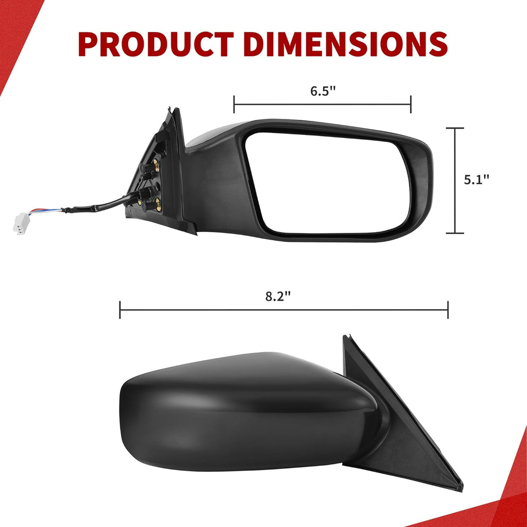 YITAMOTOR® Espejo retrovisor derecho del lado del pasajero compatible con Altima 2014-2018, Altima 2013 (solo sedán), espejo retrovisor no plegable, sin calefacción y con ajuste eléctrico