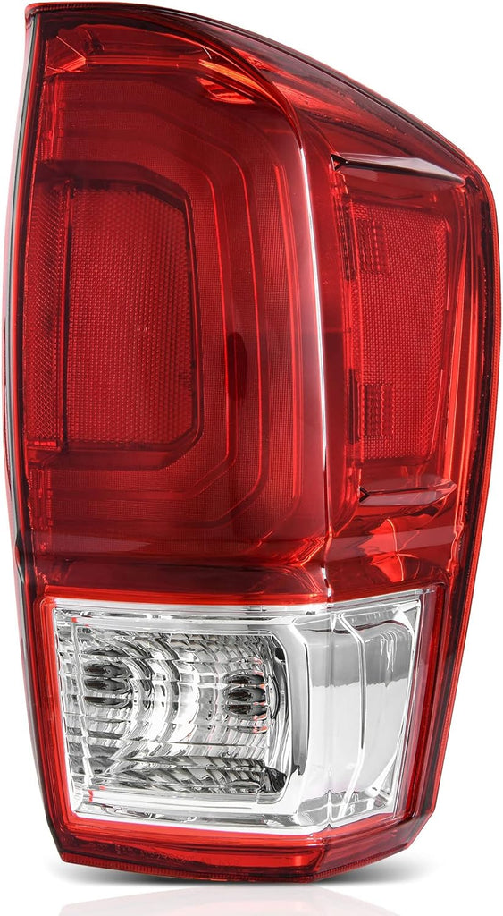 YITAMOTOR® Carcasa de luces traseras traseras del lado derecho del pasajero compatible con Toyota Tacoma OE 2016-2022 - Rojo transparente