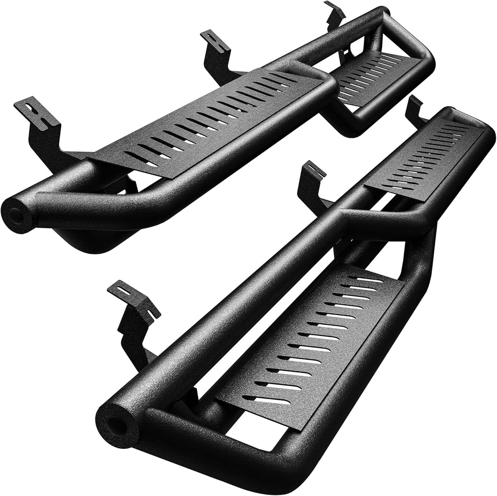 YITAMOTOR® Running Boards Compatible with 2005-2023 Toyota Tacoma Double Cab, 2-Stairs Side Step Rails Black Powder Coated Nerf Bars