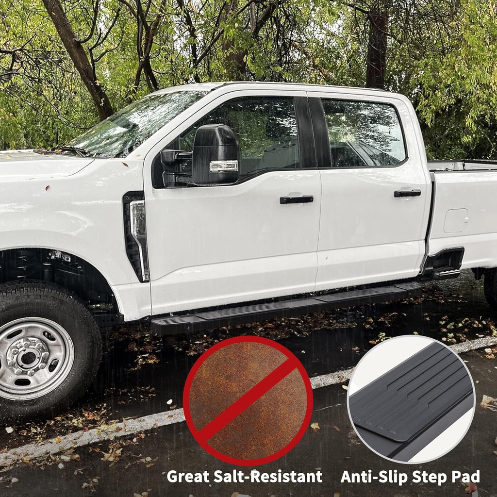 YITAMOTOR® 6 Inches Running Boards Compatible with 2007-2018 Chevy Silverado/GMC Sierra 1500, 2007-2019 2500HD 3500HD, 2019 LD/Limited Crew Cab, Stainless Steel Side Steps Black Nerf Bars