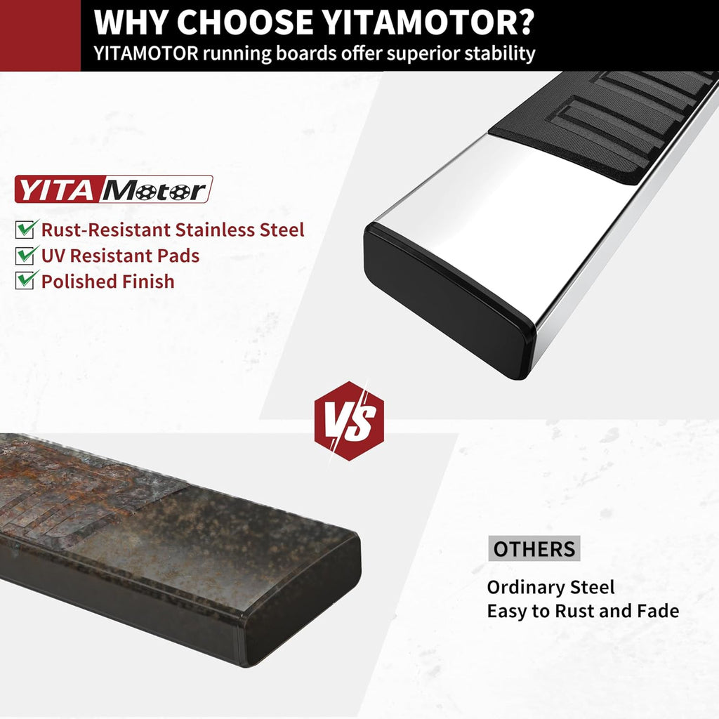 YITAMOTOR® Running Boards Compatible with 2007-2021 Toyota Tundra Double Cab Side Steps Nerf Bars Side Bars 6 inches