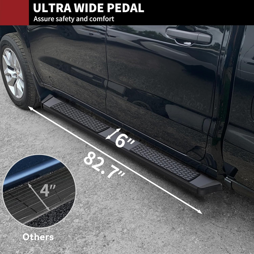 YITAMOTOR® 6 Inches Running Boards Compatible with 2009-2018 Dodge Ram 1500 Crew Cab, 2019-2024 1500 Classic, 2010-2024 Ram 2500/3500 Side Steps Textured Black Nerf Bars