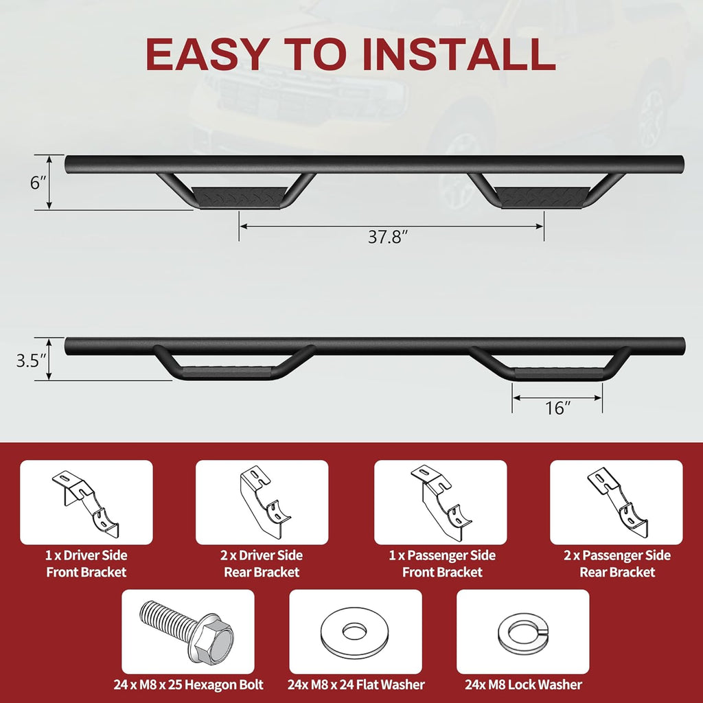 YITAMOTOR® Running Boards Replacement for 2005-2023 Toyota Tacoma Double Cab, Carbon Steel Side Steps Nerf Bars Rails