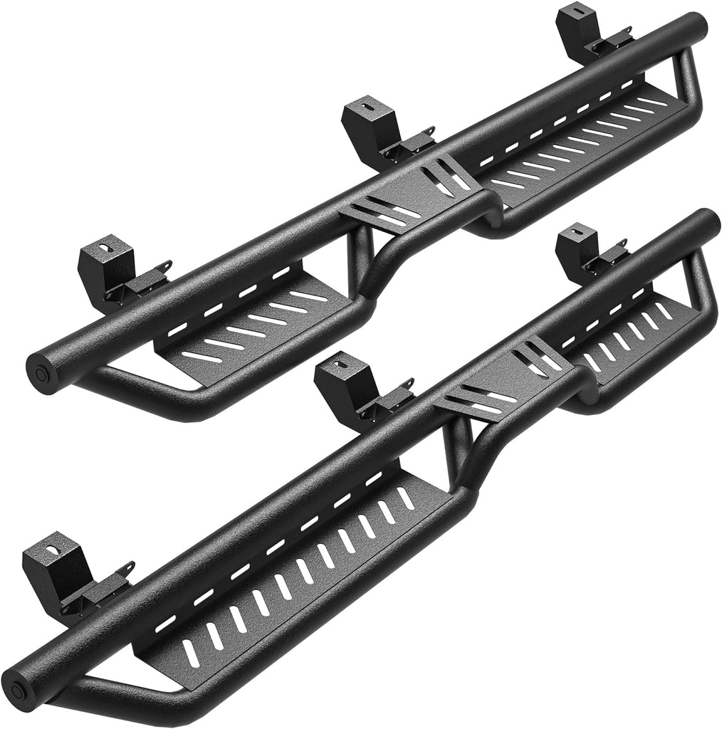 YITAMOTOR® Running Boards & Side Step Compatible with 2018-2024 Jeep Wrangler JL 4 Door, Black Powder Coated Nerf Bar with Two-Stair for Roof Operation