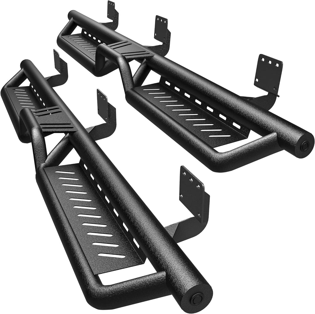 YITAMOTOR® Running Boards & Side Steps Compatible with 2019-2025 Dodge Ram 1500 Crew Cab, Black Powder Coated Nerf Bar with Two-Stair for Roof Operation