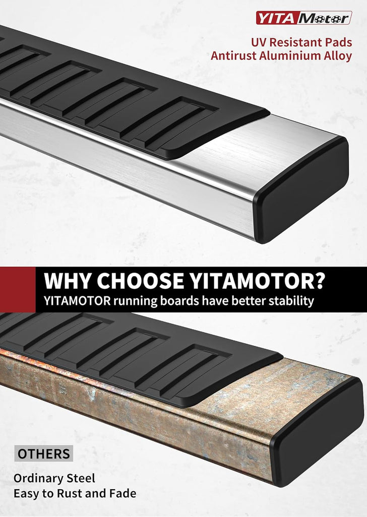 YITAMOTOR® 6.5 Inches Running Boards Compatible with 2005-2023 Toyota Tacoma Access Cab, Stainless Steel Black Side Steps Nerf Bars