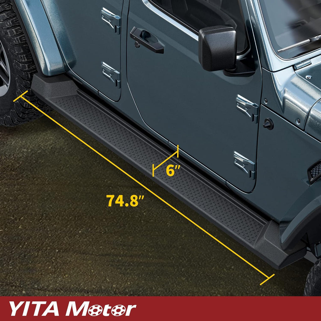 YITAMOTOR® Running Boards Compatible with 2007-2018 Jeep Wrangler JK 4 Door, Nerf Bars, Black Side Steps (Not for JL Model)