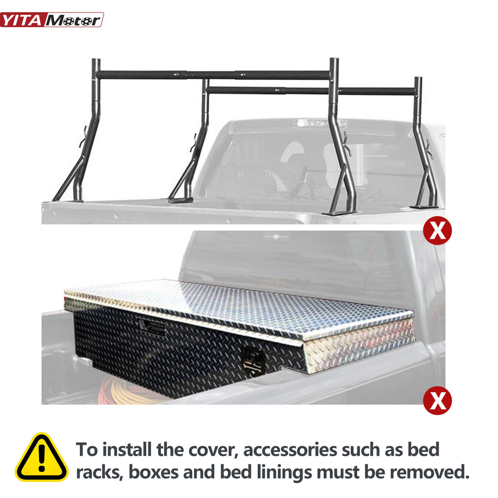 YITAMOTOR® 5.7FT Bed Tonneau Cover For 2003-2023 Dodge Ram 1500 2500 3500 Soft 3-Fold w/ Lamp