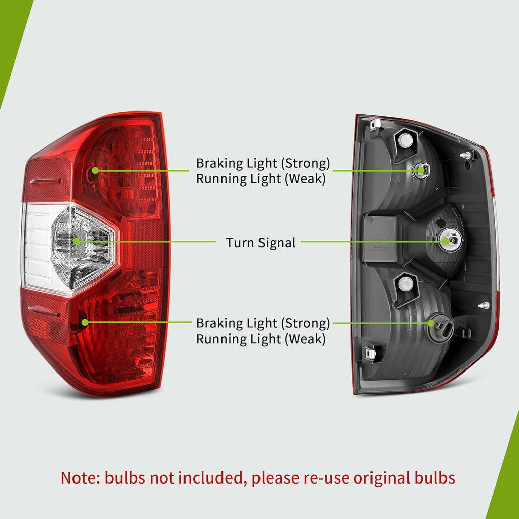 Conjunto de luces traseras YITAMOTOR® compatible con Toyota Tundra 2014-2021, luces traseras de repuesto OE transparentes rojas, lado del conductor