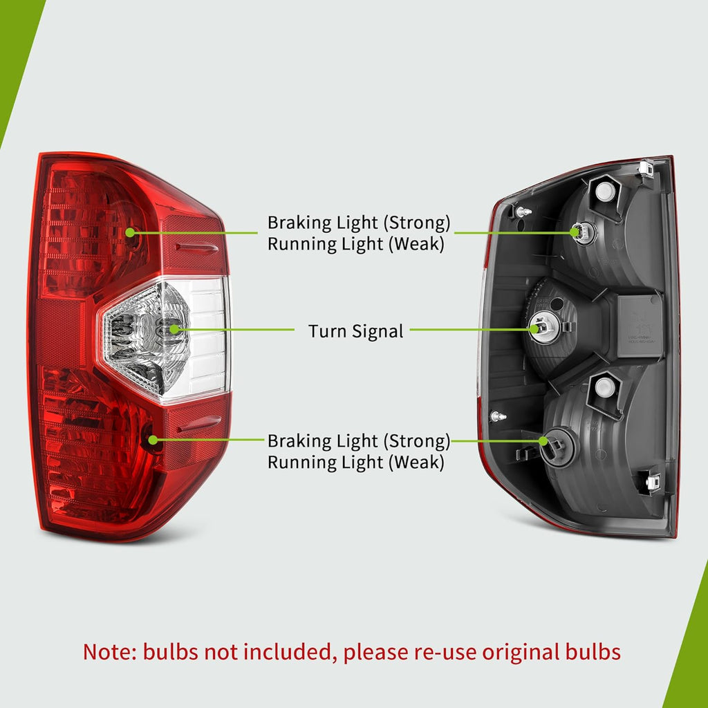 YITAMOTOR® Tail Lights Assembly Compatible with 2014-2021 Toyota Tundra, Red Clear OE Replacement Taillights - Driver and Passenger Side