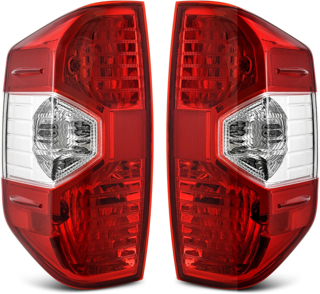 Conjunto de luces traseras YITAMOTOR® compatible con Toyota Tundra 2014-2021, luces traseras de repuesto OE transparentes rojas, lado del conductor y del pasajero