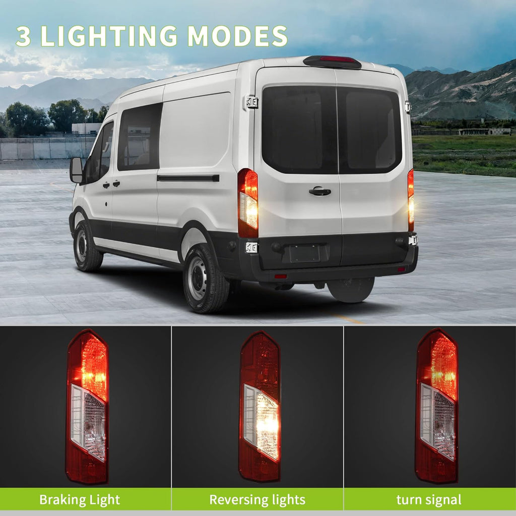 YITAMOTOR® Conjunto de luces traseras Lámparas traseras de freno compatibles con Ford Transit T150 T250 T350 2014-2020, OE reemplaza la luz trasera roja transparente - Lado izquierdo del conductor