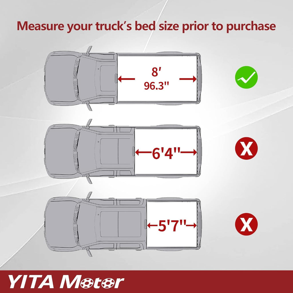 YITAMOTOR® Soft Quad Fold Truck Bed Tonneau Cover Compatible with 2003-2024 Dodge Ram 2500 3500, Fleetsdie 8 ft Bed Without Rambox