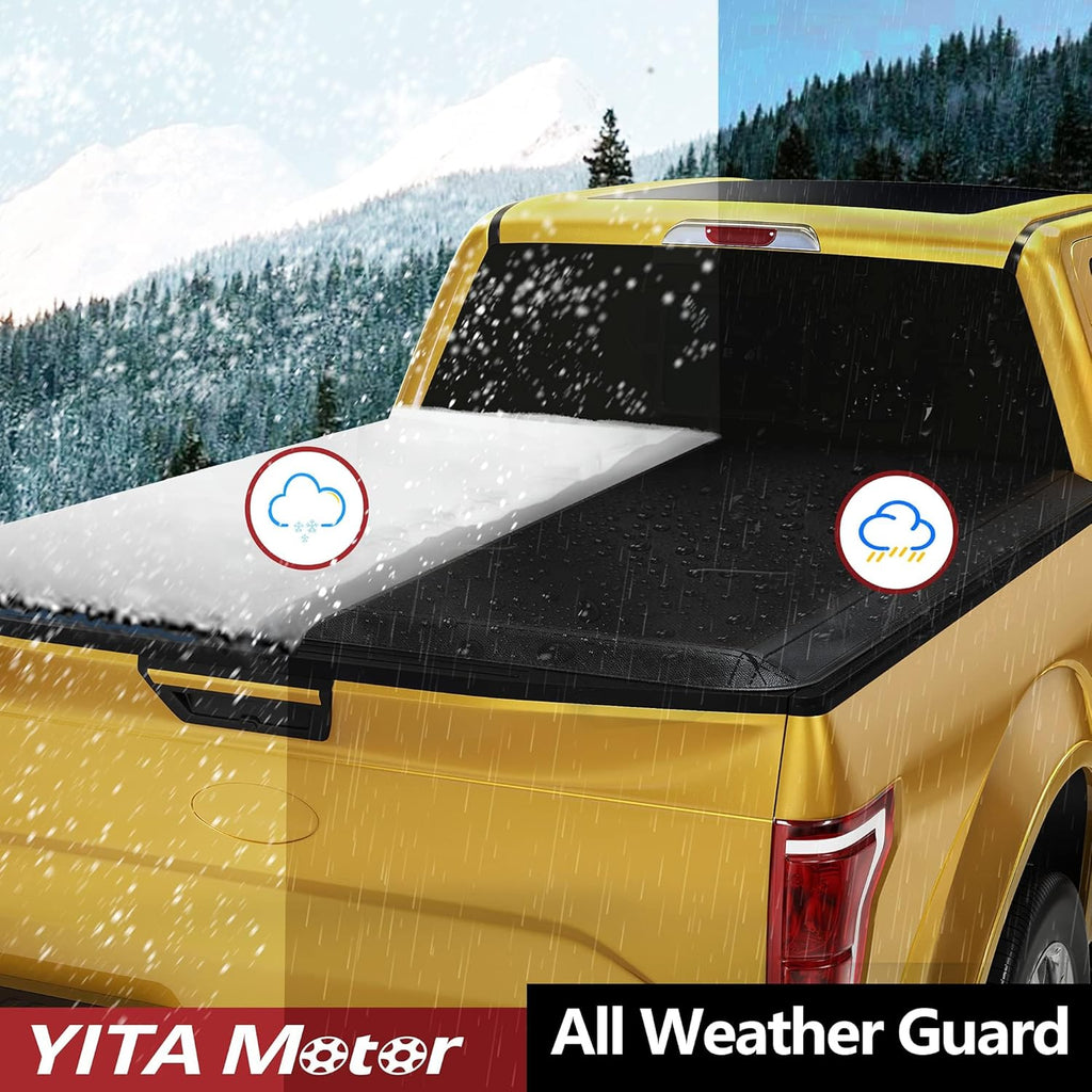 YITAMOTOR® Soft Quad Fold Truck Bed Tonneau Cover Compatible with 2003-2024 Dodge Ram 2500 3500, Fleetsdie 8 ft Bed Without Rambox