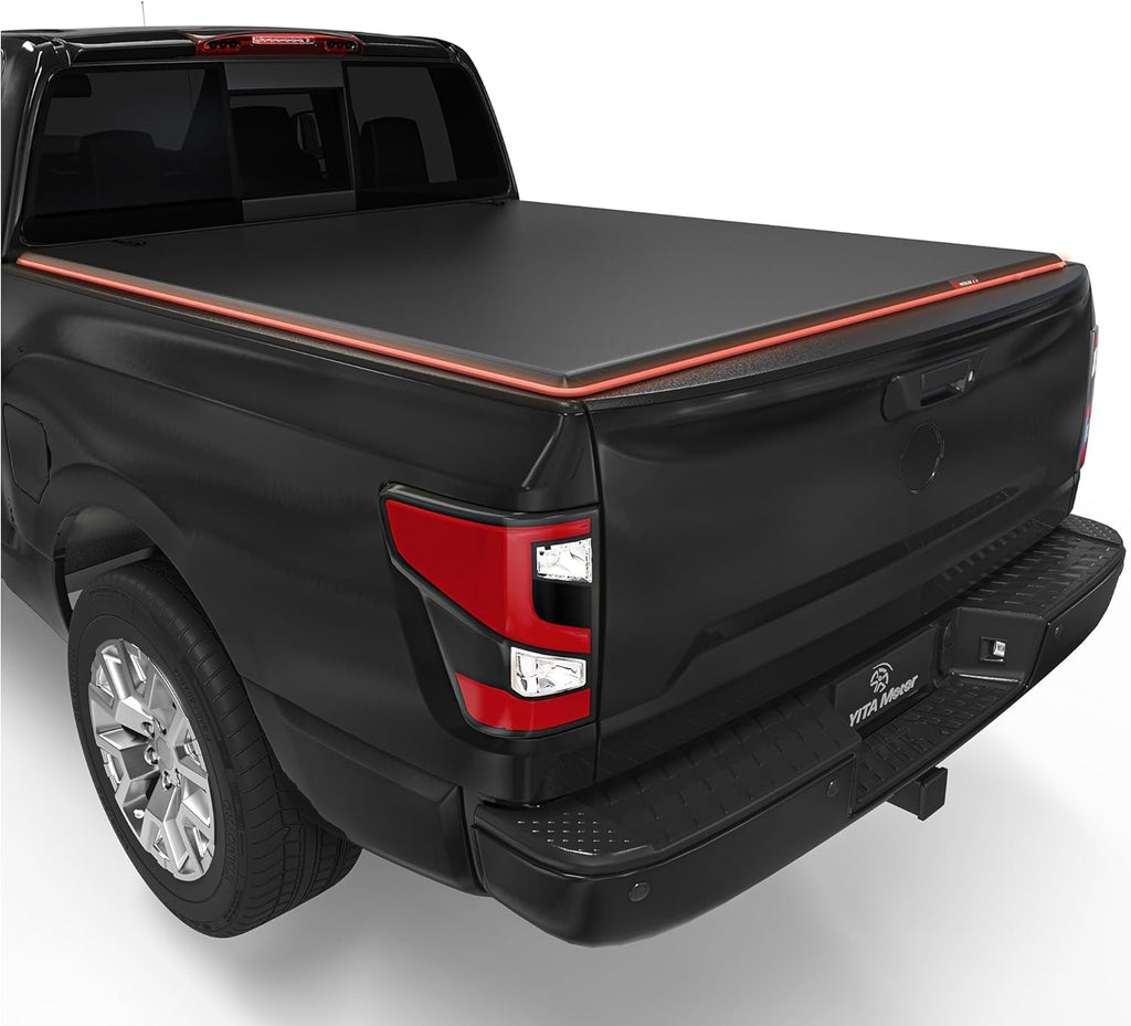 YITAMOTOR® Soft Tri-fold Truck Bed Tonneau Cover Compatible with 2005-2024 Nissan Frontier(NO México) 5ft Bed, Reflective Strip Style