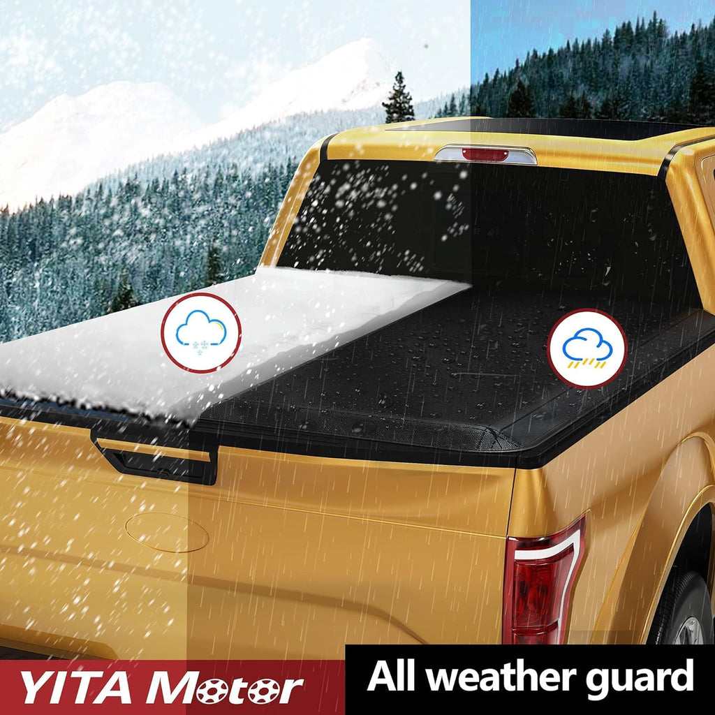 YITAMOTOR® Soft Tri-fold Truck Bed Tonneau Cover Compatible with 2007-2013 Toyota Tundra with Deck Rail System(Excl. Trail Edition), Fleetside 6.5 ft Bed