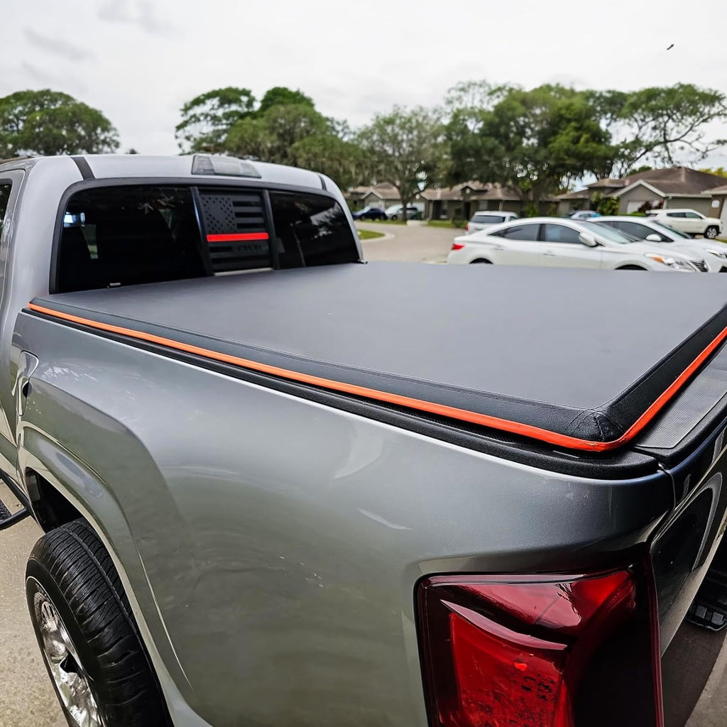 YITAMOTOR® Soft Tri fold Truck Bed Tonneau Cover Compatible with 2015-2024 Chevy Colorado/GMC Canyon 5.2ft Bed, Reflective Strip Style