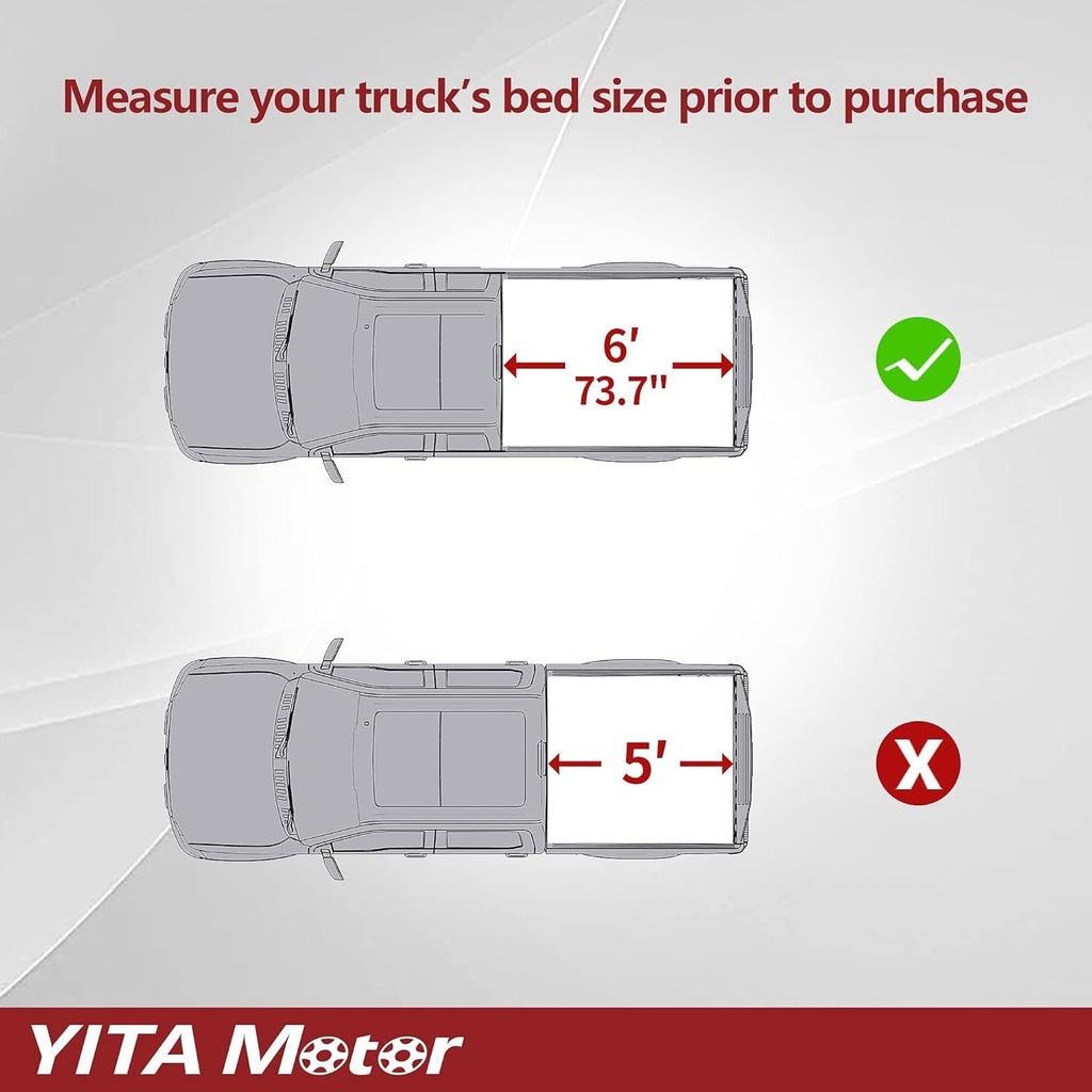 YITAMOTOR® Soft Tri Fold Truck Bed Tonneau Cover Compatible with 2016-2023 Toyota Tacoma (Excl. Trail Edition) Fleetside 6 ft Bed