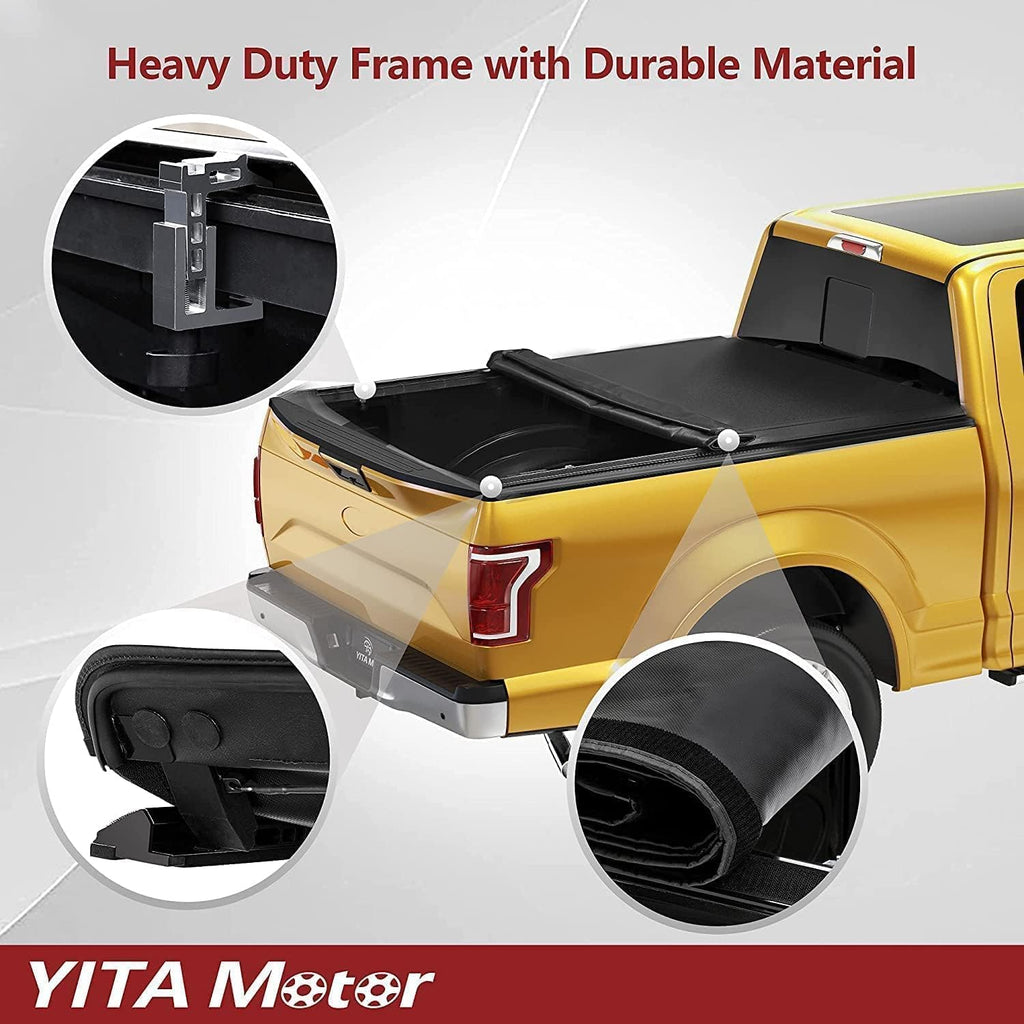 YITAMOTOR® Soft Roll Up Truck Bed Tonneau Cover Compatible with 2020 2021 2022 2023 2024 Jeep Gladiator JT 5 ft Bed w/o Trail Rail System