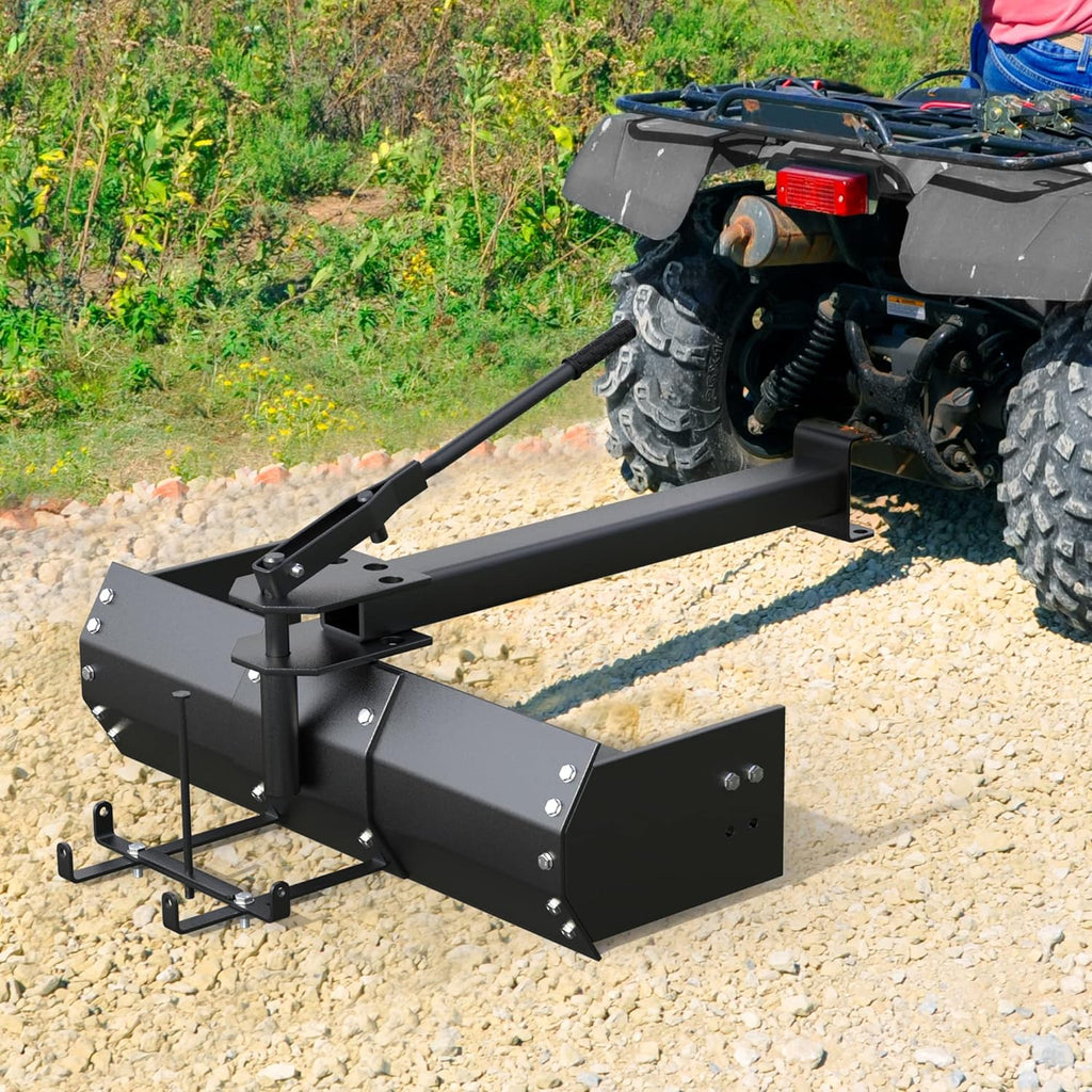 Accesorios para tractor de césped, raspador de caja de remolque detrás de 42 pulgadas, aptos para ATV UTV, negro