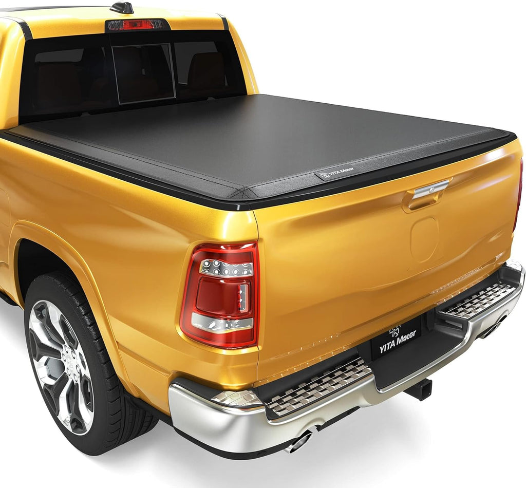 YITAMOTOR® Soft Tri-fold Truck Bed Tonneau Cover Compatible with 2009-2023 Dodge Ram 1500, Fleetside 8 ft Bed w/o Rambox