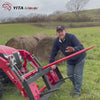 YITAMOTOR® Lanza de heno para tractor de 49" y cargadora compacta de 3000 lb de fijación rápida para tractores Bobcat con 2 lanzas estabilizadoras de 17" Accesorio de púas de horquilla con púas