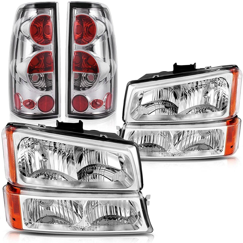 YITAMOTOR® 2003-2006 Chevy Silverado Chrome Replacement Headlights + Taillights Combo - YITAMotor