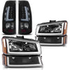 YITAMOTOR® LED 2003-2006 Chevy Silverado Headlights Taillights Black Housing Headlamps + LED Taillights