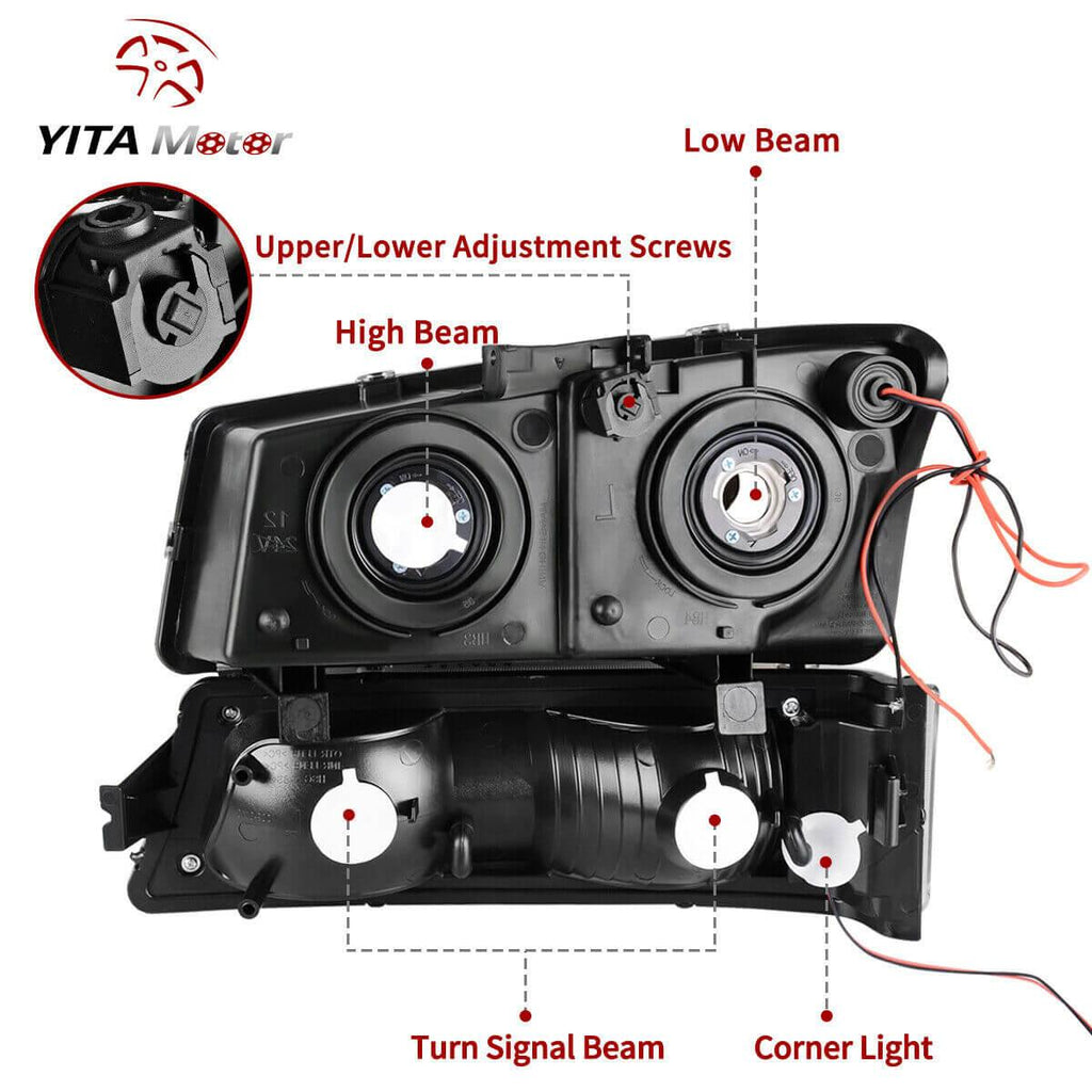 YITAMOTOR® 03-06 DRL Chevy Silverado Avalanche Chrome Housing Headlight Assembly - YITAMotor