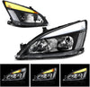 YITAMOTOR® Switchback 03-07 Honda Accord DRL Conjunto de faros delanteros de tubo LED Reflector transparente