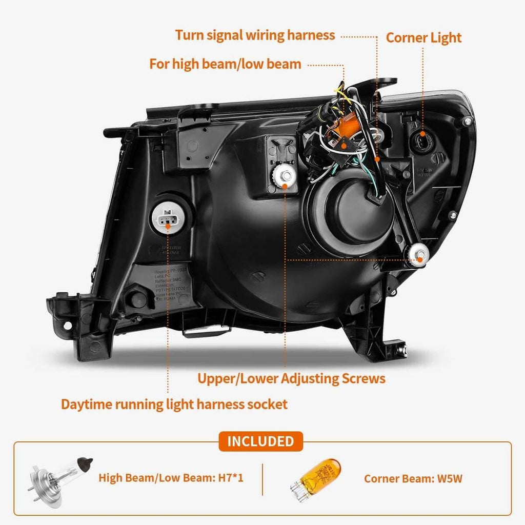 YITAMOTOR® 2005-2011 Toyota Tacoma Sequential LED Headlights Assembly Parking Turn Signal Projector Headlamps - YITAMotor