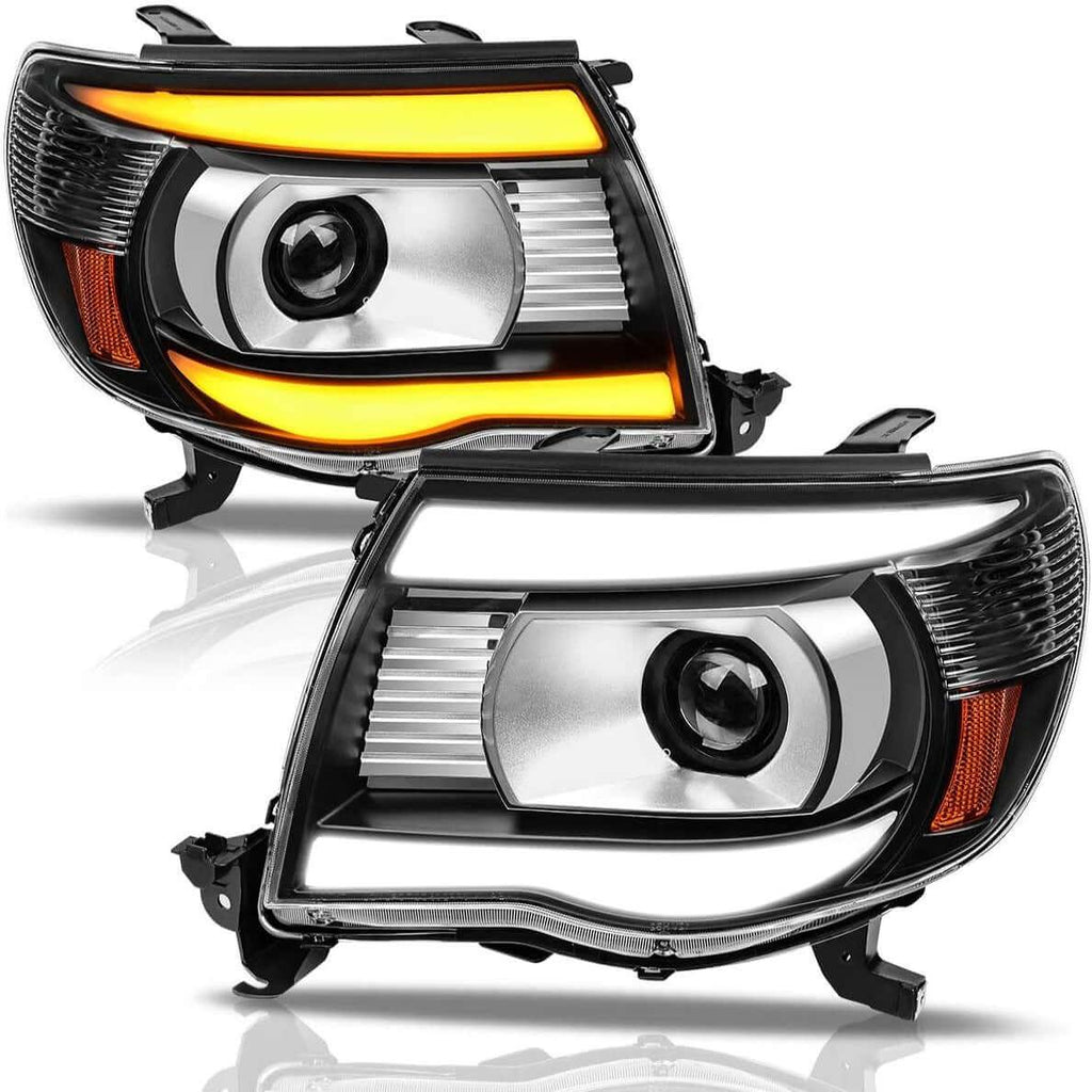 YITAMOTOR® 2005-2011 Toyota Tacoma Sequential LED Headlights Assembly Parking Turn Signal Projector Headlamps - YITAMotor