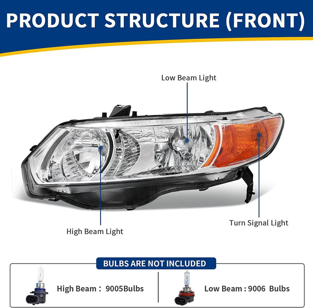 2006-2011 Honda Civic 2-door Coupe OE Style Headlight