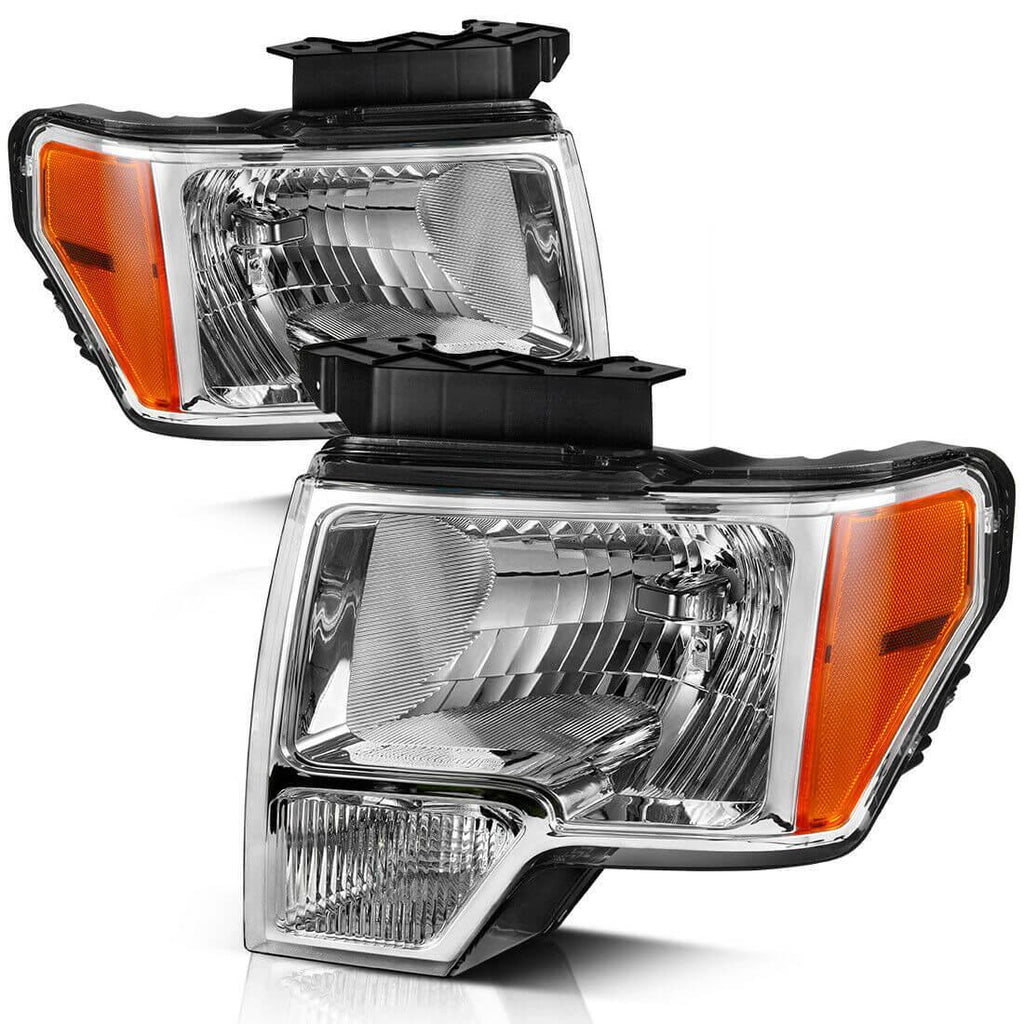 YITAMOTOR® 2009-2014 Ford F150 Pickup OE Headlamp Chrome Housing Clear Lens Headlight Assembly - YITAMotor