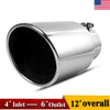 4'' Inlet 6'' Outlet 12'' Long Bolt On Diesel Exhaust Tip Chrome Stainless Steel - YITAMotor