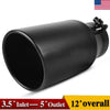 3.5'' Inlet 5'' Outlet 12'' Long Bolt On Diesel Exhaust Tip Black Stainless Steel - YITAMotor