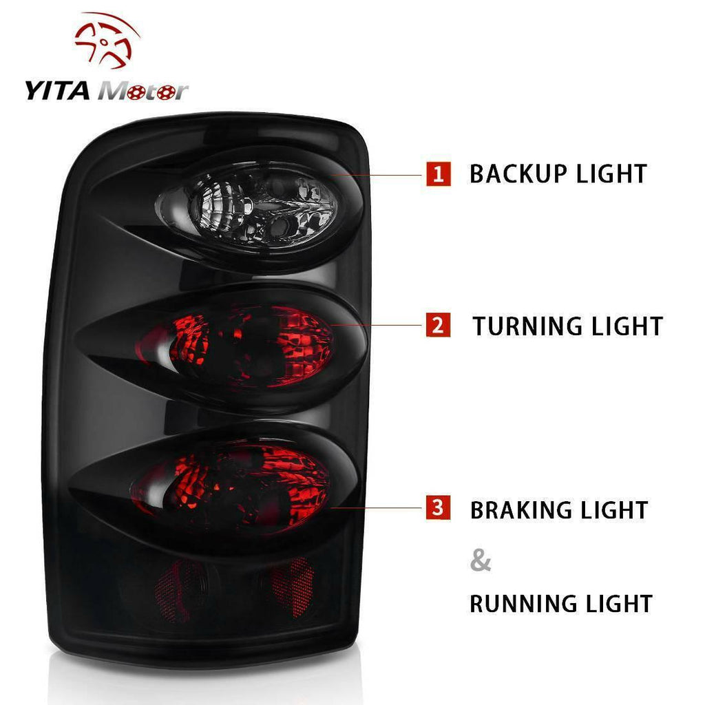 YITAMOTOR® 2000-2006 Chevy Suburban Tahoe /GMC Yukon Tail Lights Black Smoke Rear Lamps - YITAMotor