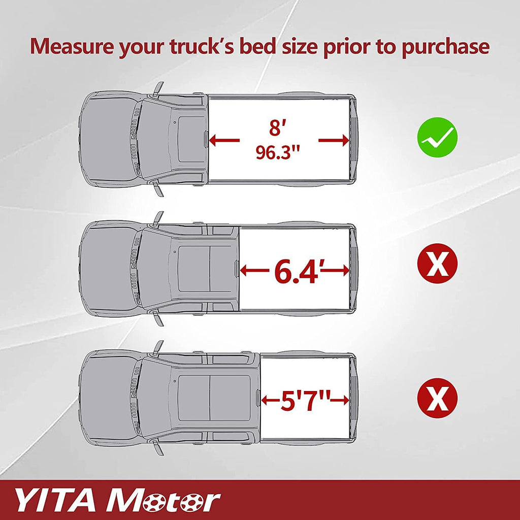 YITAMOTOR® 02-18 Dodge Ram 1500(19-22 classic), Fleetside 8 ft Bed without Rambox Soft Roll Up Truck Bed Tonneau Cover - YITAMotor